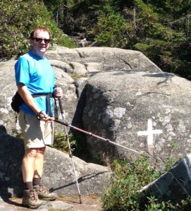 Bill with the ever present white cross of the White Cross Trail