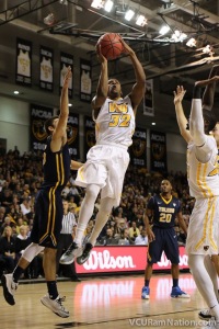VCU's Melvin Johnson driving to the basket